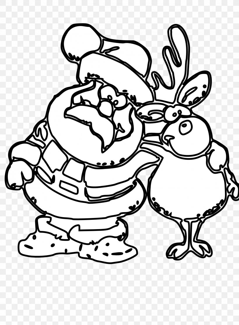 Santa Claus Christmas Black And White Clip Art, PNG, 1979x2685px, Santa Claus, Art, Black And White, Carnivoran, Cartoon Download Free