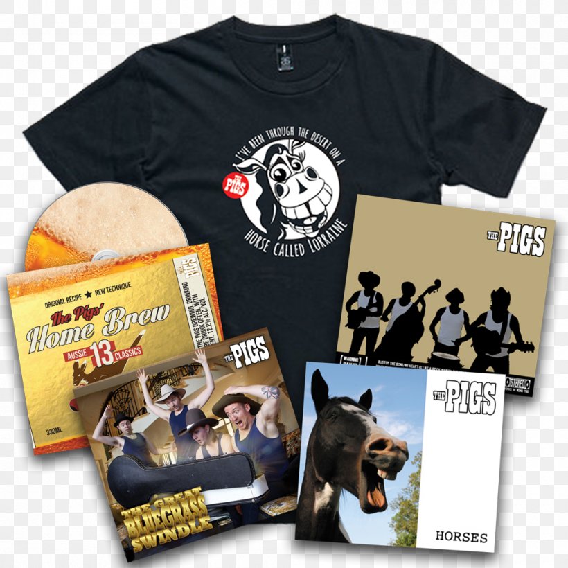 T-shirt The Pigs' Home Brew: 13 Aussie Classics The Great Bluegrass Swindle Macho Moisturiser, PNG, 1000x1000px, Tshirt, Album, Album Cover, Brand, English Language Download Free