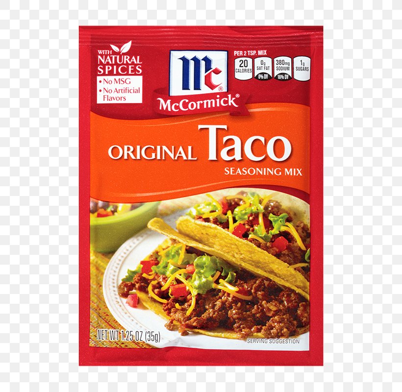 Taco Spice Mix McCormick & Company Seasoning Kroger, PNG, 800x800px, Taco, Condiment, Convenience Food, Cooking, Cuisine Download Free
