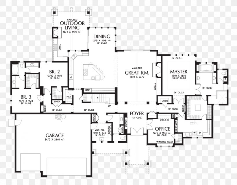 House Plan Ranch-style House Floor Plan, PNG, 1085x847px, House Plan, Area, Arts And Crafts Movement, Bedroom, Black And White Download Free