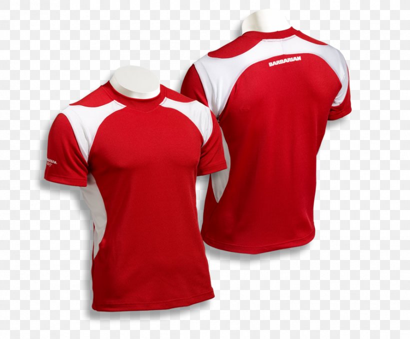 Jersey T-shirt Barbarian Sports Wear Inc Rugby Shirt, PNG, 889x736px, Jersey, Active Shirt, Barbarian Sports Wear Inc, Clothing, Red Download Free