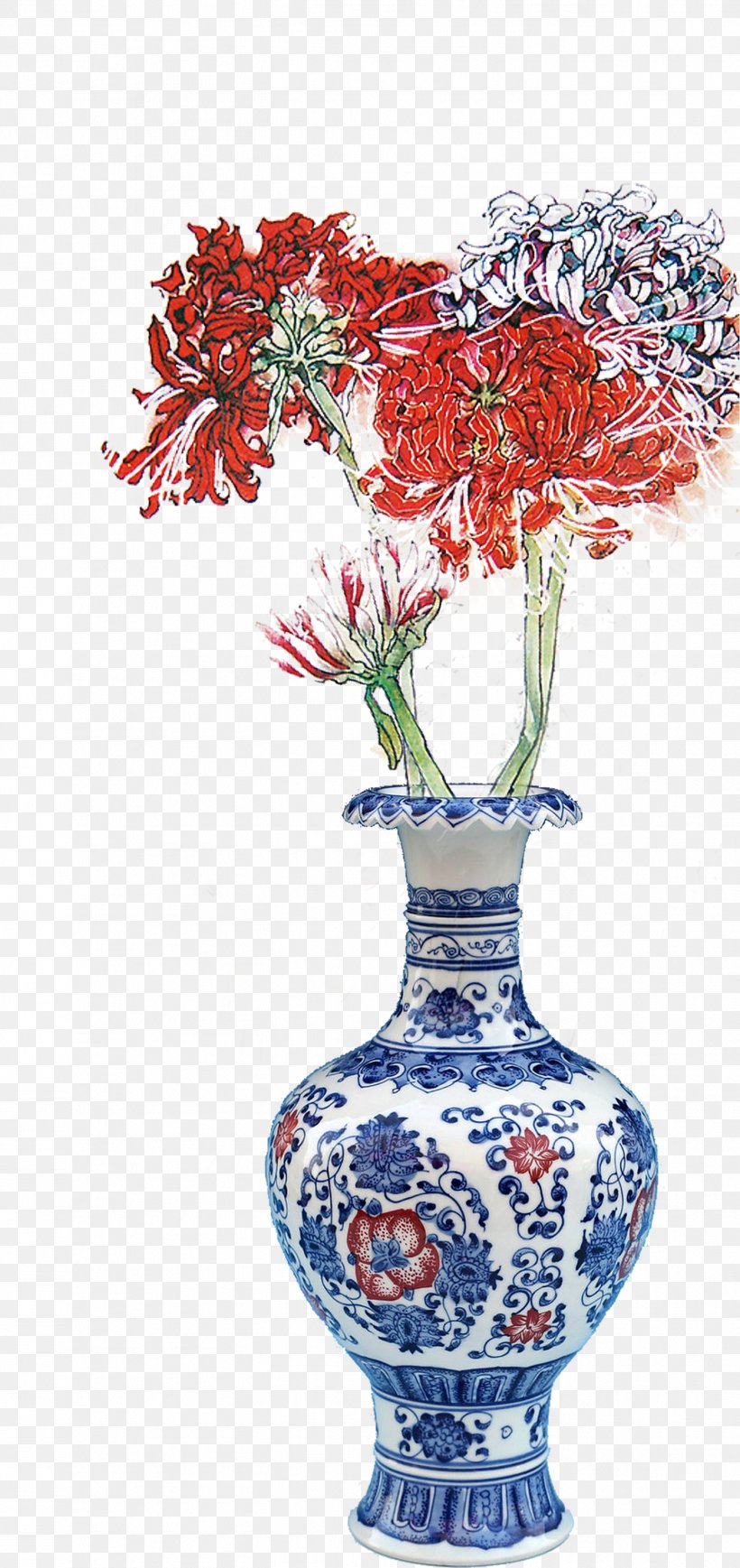 Jingdezhen Vase Blue And White Pottery Floral Design, PNG, 1416x3000px, Jingdezhen, Artifact, Blue And White Pottery, Chinoiserie, Chrysanthemum Download Free
