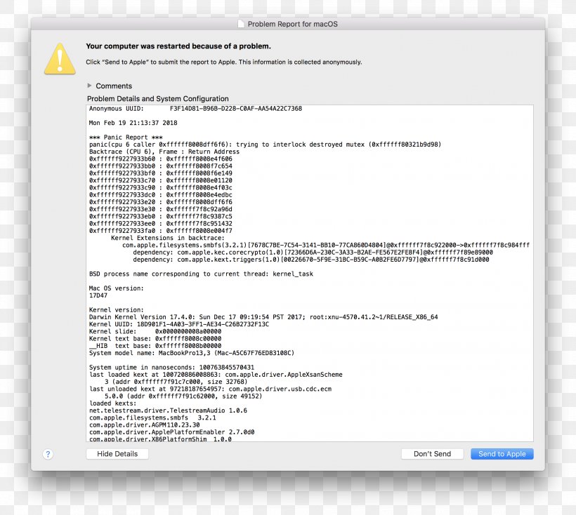 MacBook Pro Screenshot Kernel Panic, PNG, 2078x1862px, Macbook, Apple, Area, Brand, Darwin Download Free
