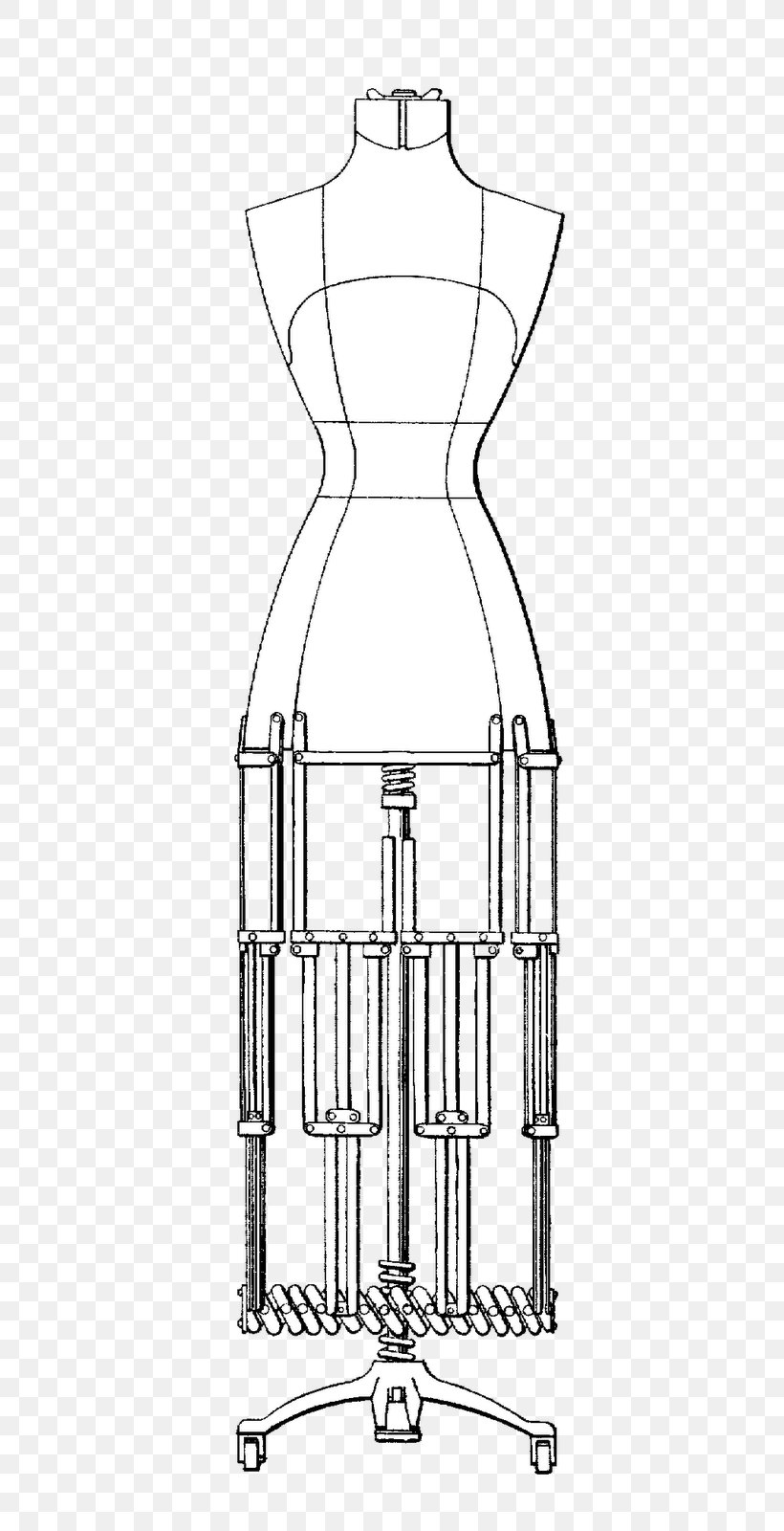 Dress Line Art Symmetry, PNG, 553x1600px, Dress, Area, Black And White, Clothing, Drawing Download Free