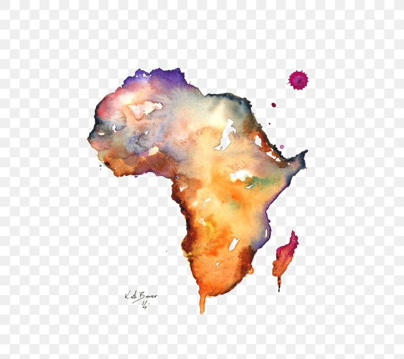 The Continent Of Africa Map Watercolor Painting, PNG, 564x730px, Africa, Art, Map, Organism, Paint Download Free
