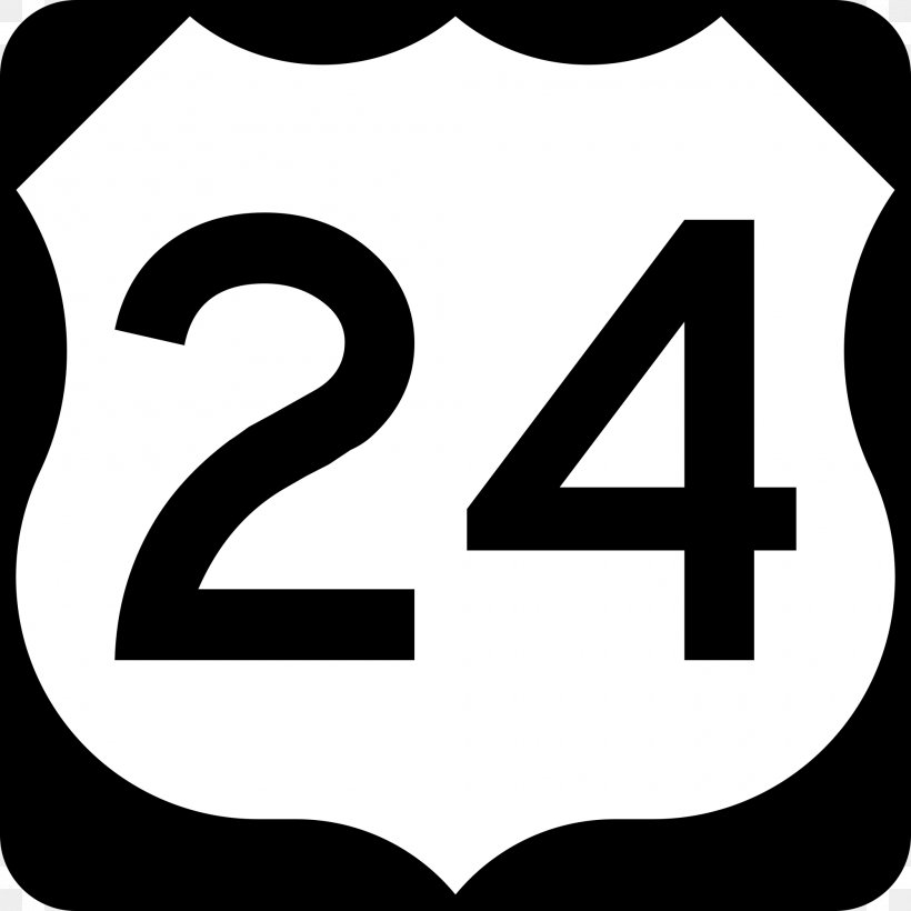 U.S. Route 24 In Illinois Interstate 25 Road US Numbered Highways, PNG, 2000x2000px, Us Route 24 In Illinois, Area, Black And White, Brand, Concurrency Download Free