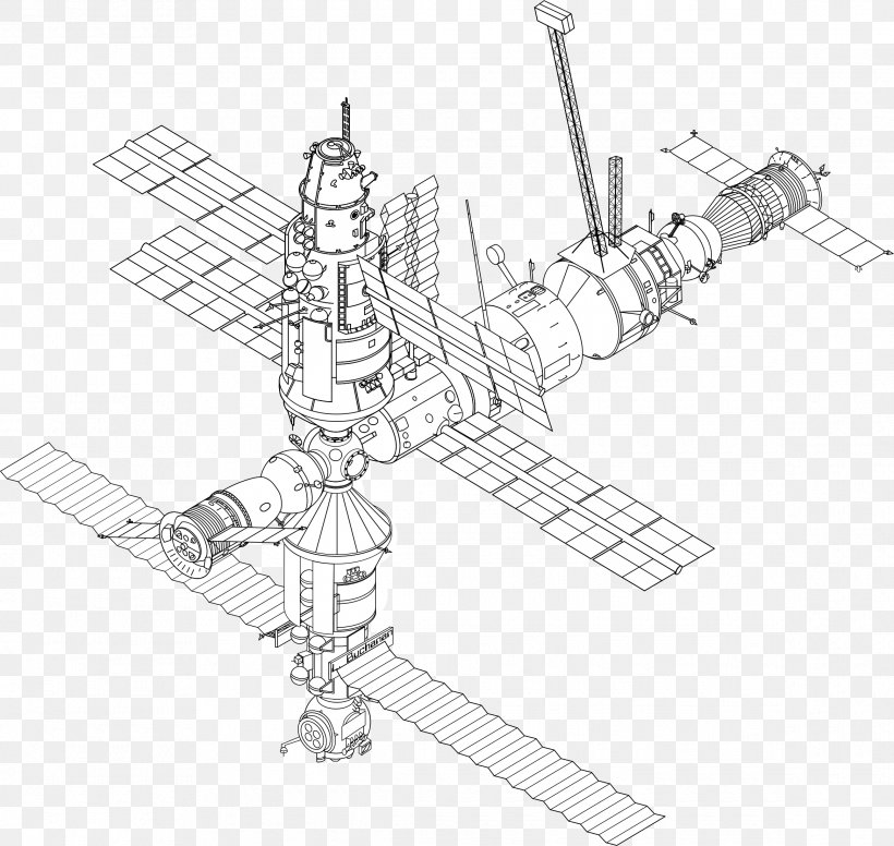 International Space Station Brilliant.org Mir Kerbal Space Program, PNG, 2335x2212px, International Space Station, Artificial Gravity, Artwork, Black And White, Brilliantorg Download Free
