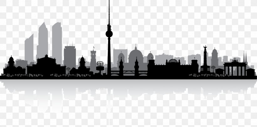 Berlin Royalty-free Photography Silhouette, PNG, 2085x1033px, Berlin, Art, Black And White, City, Cityscape Download Free