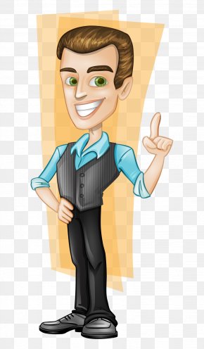Hand-painted Cartoon Handsome Business Man - Drawing Euclidean Vector PNG
