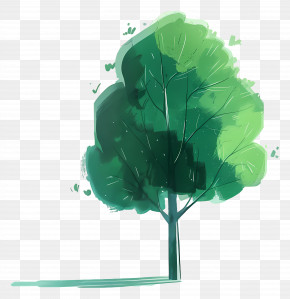 Green Tree - Cartoon Green Tree With Dense Foliage PNG
