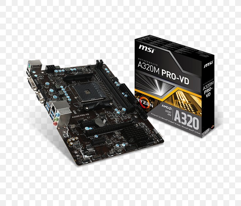 Socket AM4 Motherboard ASROCK A320M AMD AM4 Micro-Star International MicroATX, PNG, 700x700px, Socket Am4, Advanced Micro Devices, Atx, Central Processing Unit, Computer Component Download Free