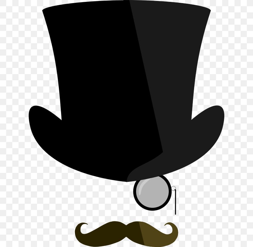 Top Hat Monocle Moustache Clip Art, PNG, 634x800px, Top Hat, Autocad Dxf, Black And White, Bowler Hat, Clothing Download Free