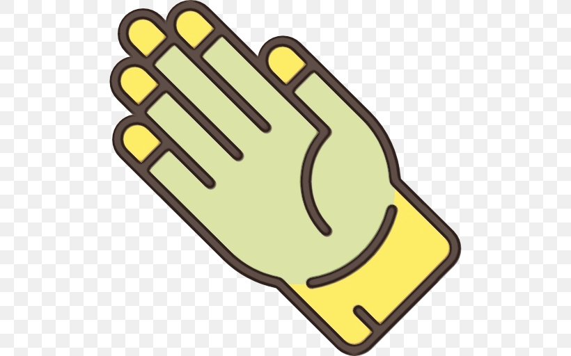 Yellow Personal Protective Equipment Safety Glove Hand Clip Art, PNG, 512x512px, Watercolor, Finger, Glove, Hand, Paint Download Free