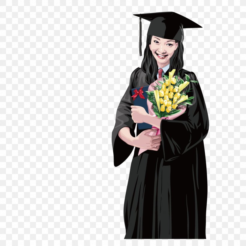 Adobe Illustrator Euclidean Vector Clip Art, PNG, 1000x1001px, Graduation Ceremony, Academic Dress, Academician, Cartoon, Costume Download Free