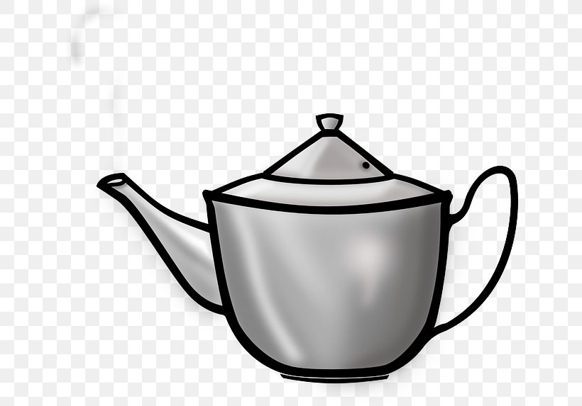 Teapot Coffee Clip Art, PNG, 640x573px, Tea, Black And White, Coffee, Coffee Pot, Coffeemaker Download Free