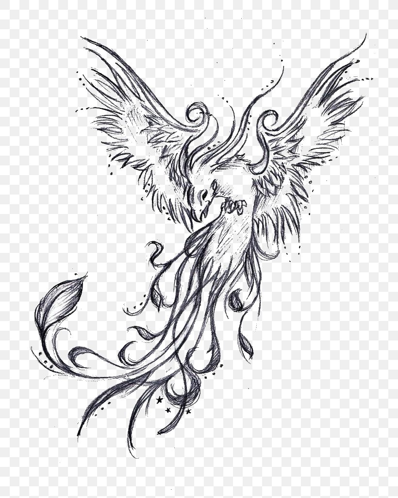 Phoenix Sleeve Tattoo Drawing Legendary Creature, PNG, 739x1024px