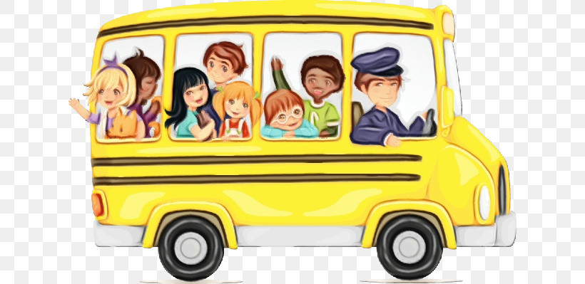 School Bus, PNG, 628x399px, Watercolor, Bus, Paint, School, School Bus Download Free
