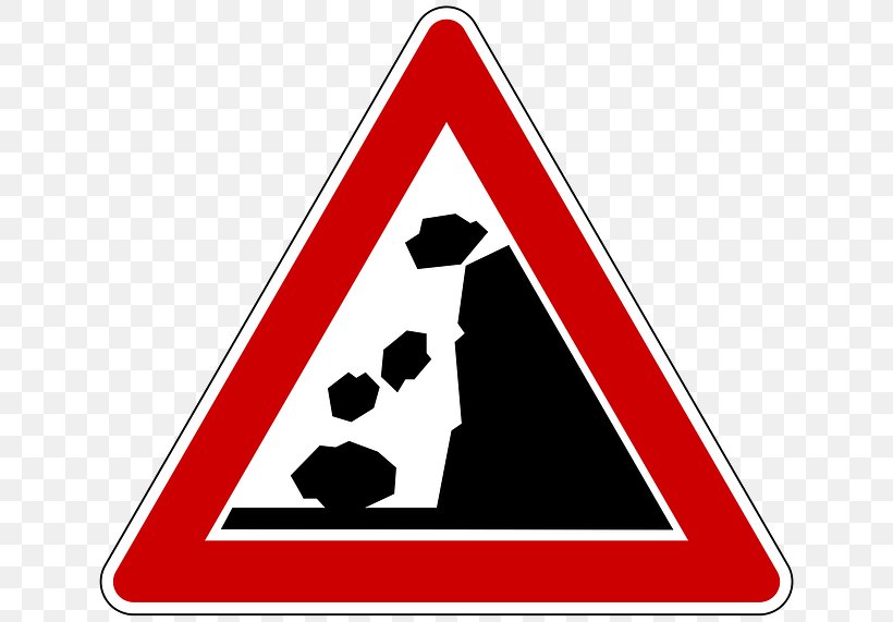Traffic Sign Landslide Warning Sign Rock Royalty-free, PNG, 640x571px, Traffic Sign, Area, Avalanche, Landslide, Point Download Free