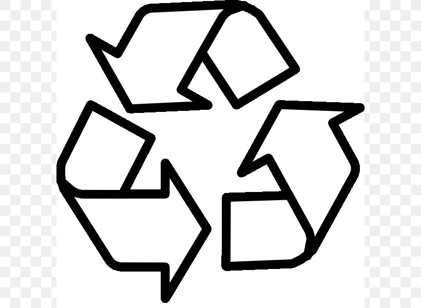 Paper Recycling Symbol Recycling Bin Clip Art, PNG, 600x600px, Paper, Area, Black And White, Free Content, Kerbside Collection Download Free
