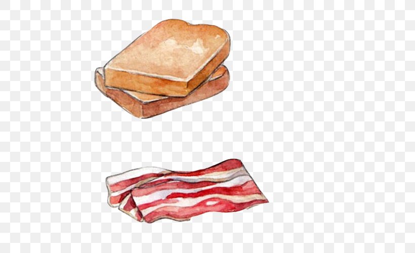 Breakfast Bacon Tocino Drawing, PNG, 500x500px, Breakfast, Bacon, Bread, Drawing, Food Download Free