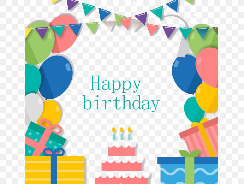 Birthday Cake Paper Party Greeting Card, PNG, 650x621px, Birthday Cake, Area, Balloon, Birthday, Birthday Card Download Free