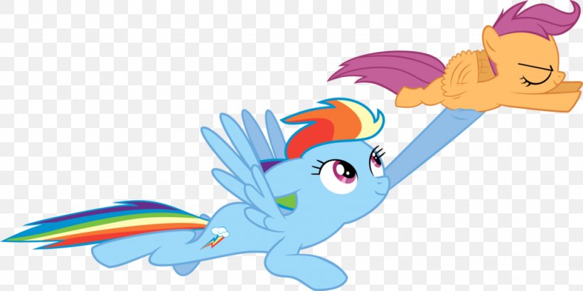 scootaloo and rainbow dash flying