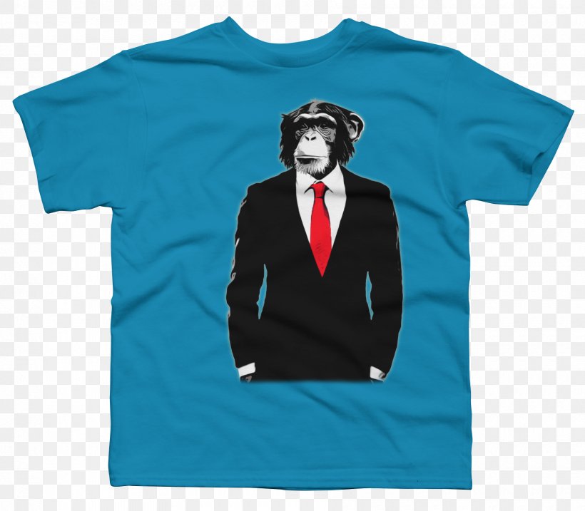 T-shirt Chimpanzee Gorilla Monkey Sleeve, PNG, 1800x1575px, Tshirt, Black, Blue, Brand, Chimpanzee Download Free
