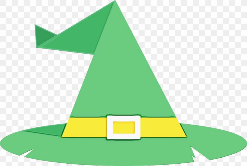 Green Triangle Headgear Cone, PNG, 1024x692px, Watercolor, Cone, Green, Headgear, Paint Download Free