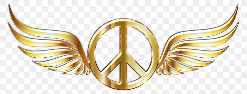 Peace Symbols Gold Clip Art, PNG, 2400x917px, Peace Symbols, Body Jewelry, Color, Doves As Symbols, Fashion Accessory Download Free