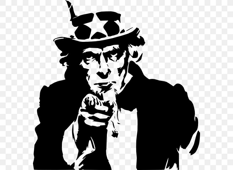 Uncle Sam Royalty-free Clip Art, PNG, 588x597px, Uncle Sam, Art, Black And White, Fictional Character, Gentleman Download Free