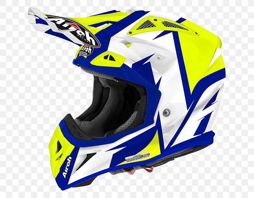 Motorcycle Helmets AIROH Motocross Off-roading, PNG, 640x640px, Motorcycle Helmets, Airoh, Baseball Equipment, Baseball Protective Gear, Bicycle Clothing Download Free