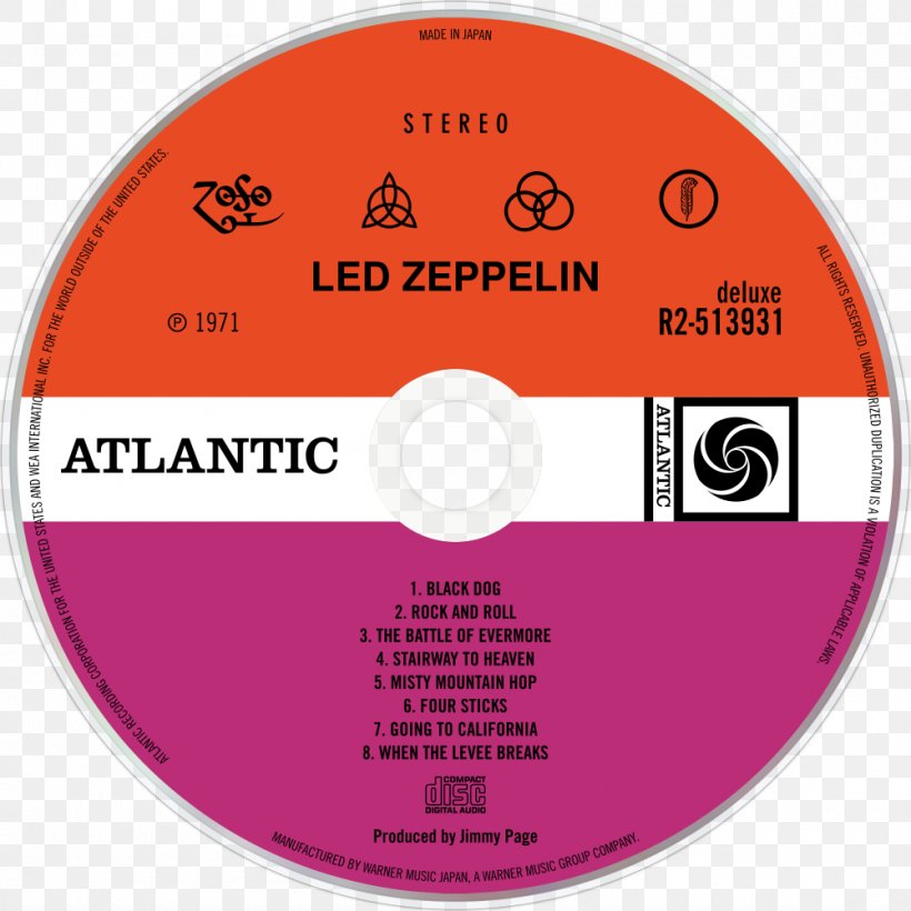 Compact Disc Led Zeppelin IV Led Zeppelin III Phonograph Record, PNG, 1000x1000px, Watercolor, Cartoon, Flower, Frame, Heart Download Free