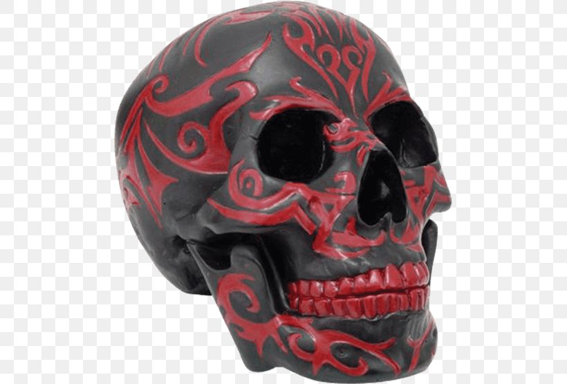 Figurine Skull Statue Red Human Skeleton, PNG, 555x555px, Figurine, Art, Bicycle Helmet, Black, Bone Download Free