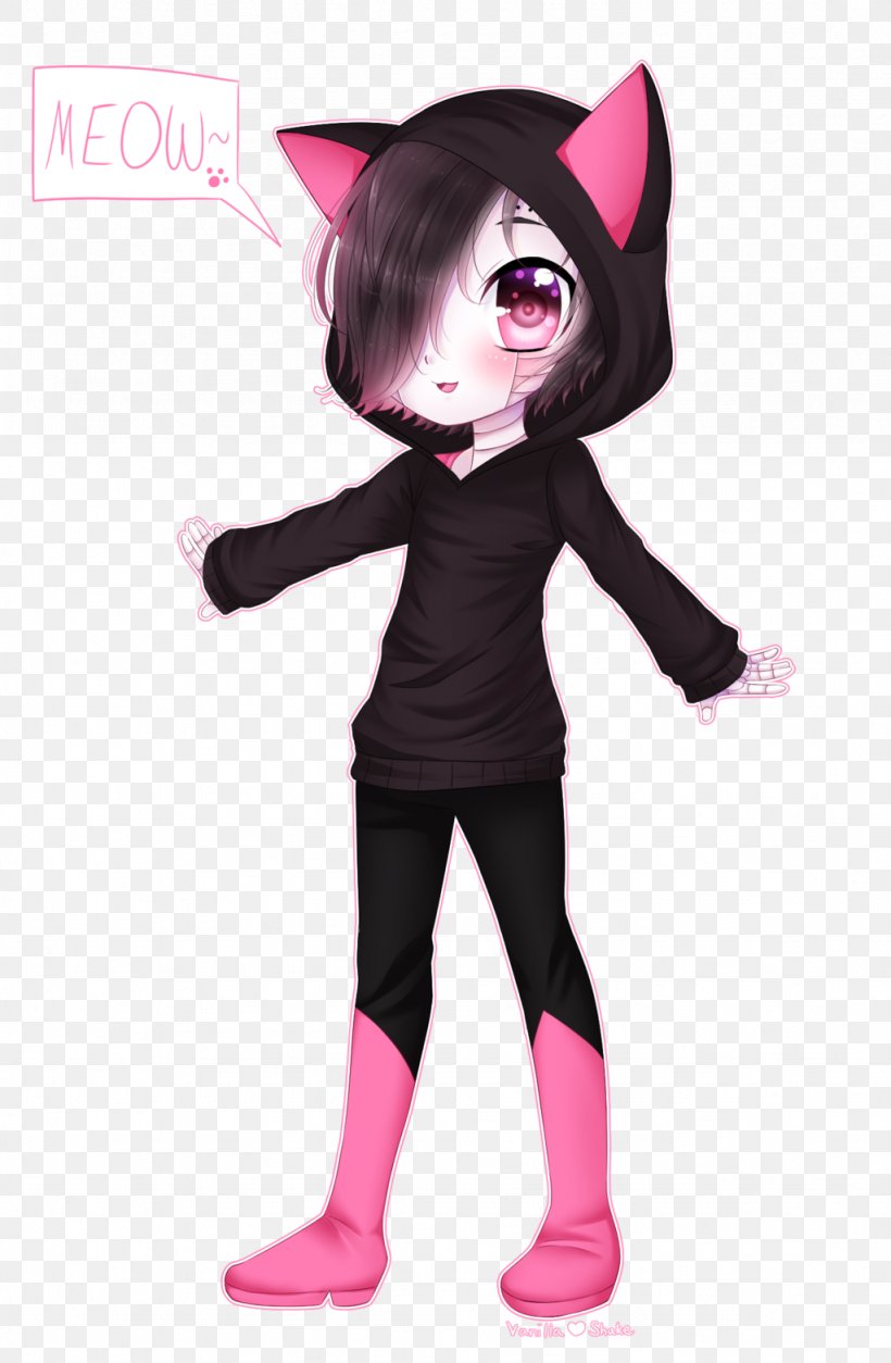 Black Hair Costume Pink M Character, PNG, 1024x1567px, Black Hair, Animated Cartoon, Black, Cat, Character Download Free