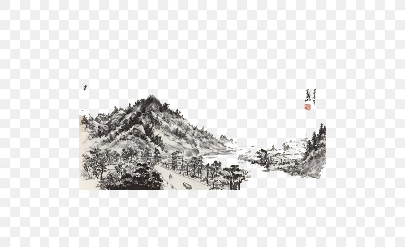 Mountain View Ink, PNG, 500x500px, Mountain View, Black And White, Drawing, Ink, Monochrome Download Free