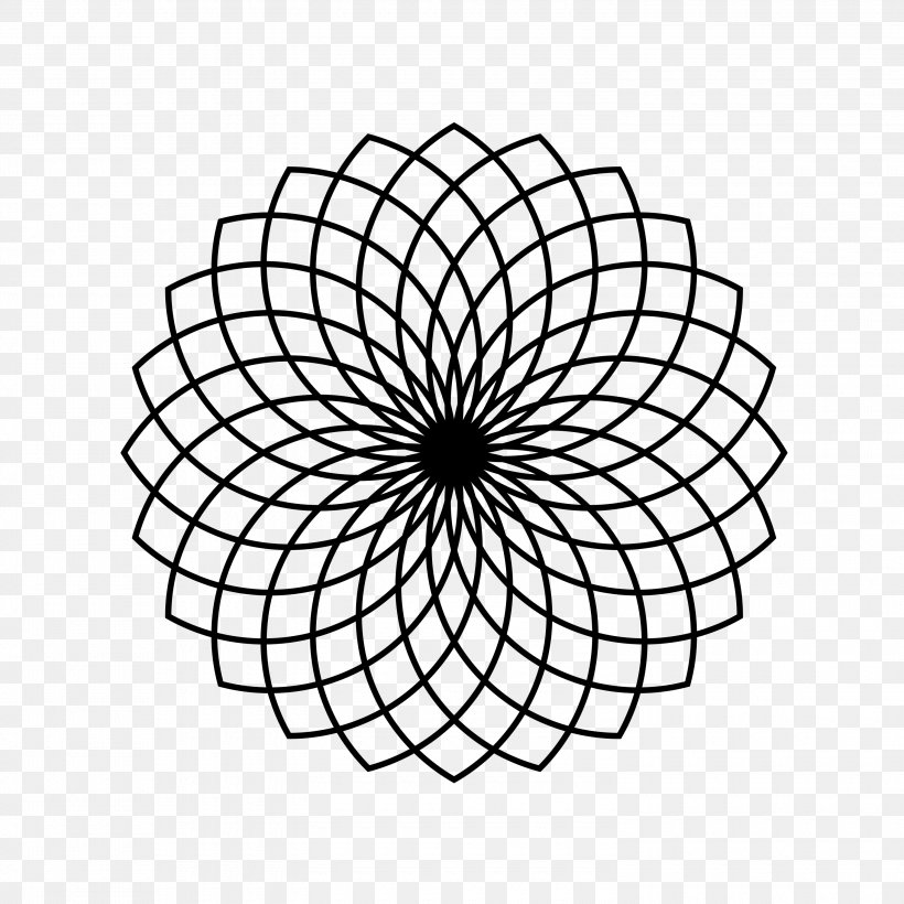 Sacred Geometry Circle Pattern, PNG, 3000x3000px, Geometry, Area, Black And White, Color, Geometric Shape Download Free