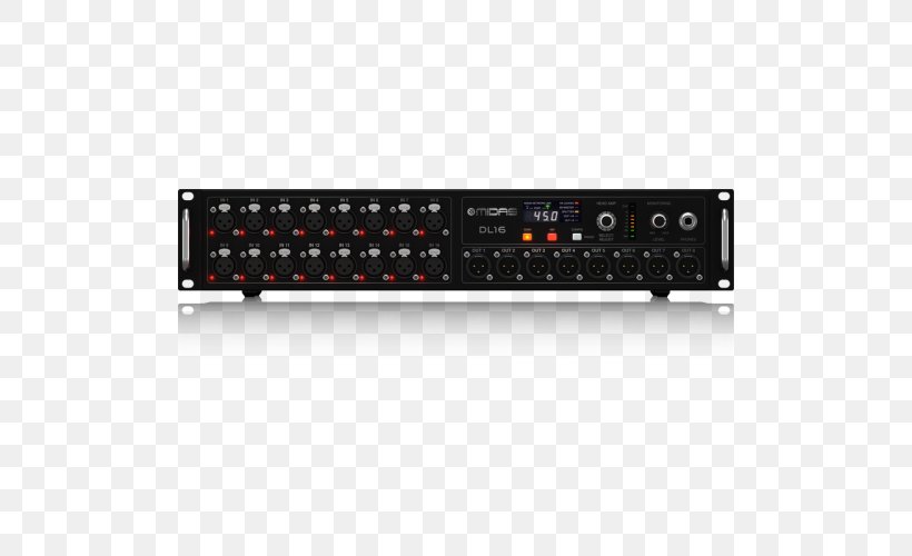 Microphone Midas DL16 Stage Box Audio Mixers Midas Consoles, PNG, 500x500px, Microphone, Audio, Audio Crossover, Audio Equipment, Audio Mixers Download Free