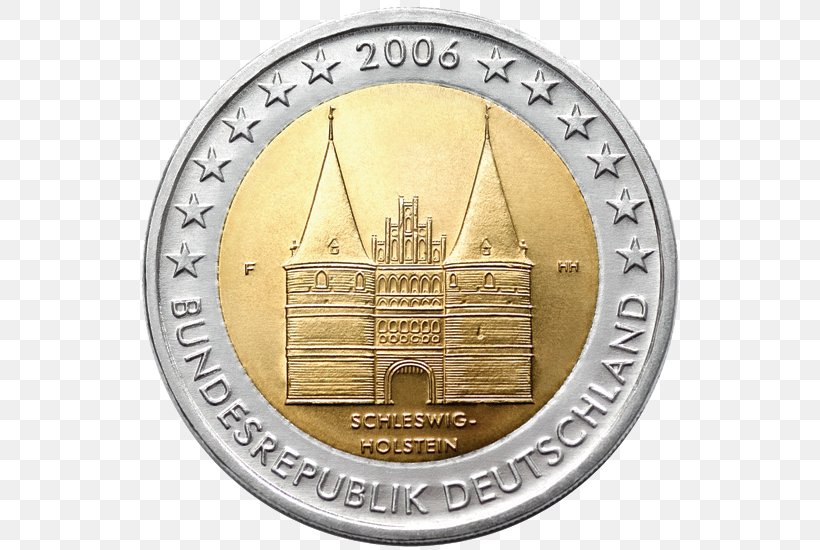 Holstentor 2 Euro Coin Commemorative Coin Euro Coins, PNG, 550x550px, 1 Euro Coin, 2 Euro Coin, Holstentor, Bronze Medal, Coin Download Free