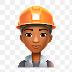 Factory Worker - Construction Worker Cartoon Illustration With A Hard Hat PNG