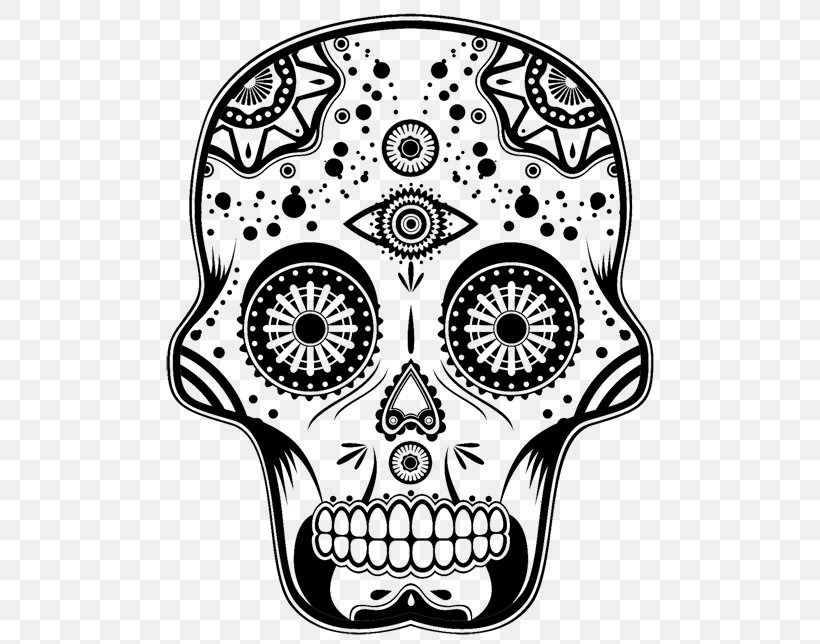 Calavera Day Of The Dead Death Holiday Skull, PNG, 500x644px, Calavera, Aztec, Black And White, Bone, Color Download Free