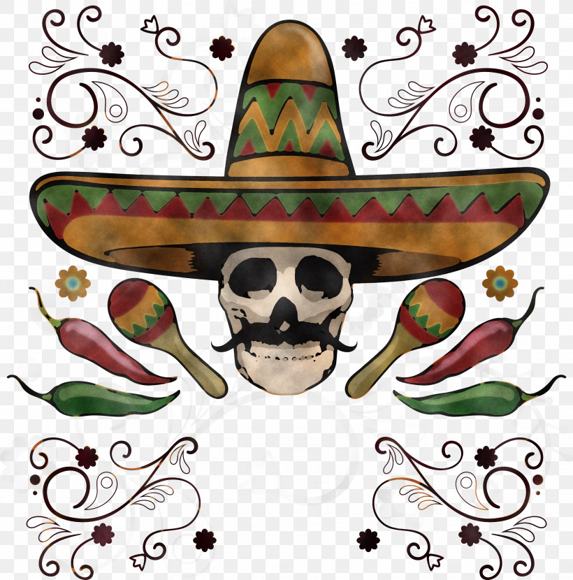 Skull Art, PNG, 2866x2901px, Skull Art, Calavera, Cinco De Mayo, Day Of The Dead, Drawing Download Free