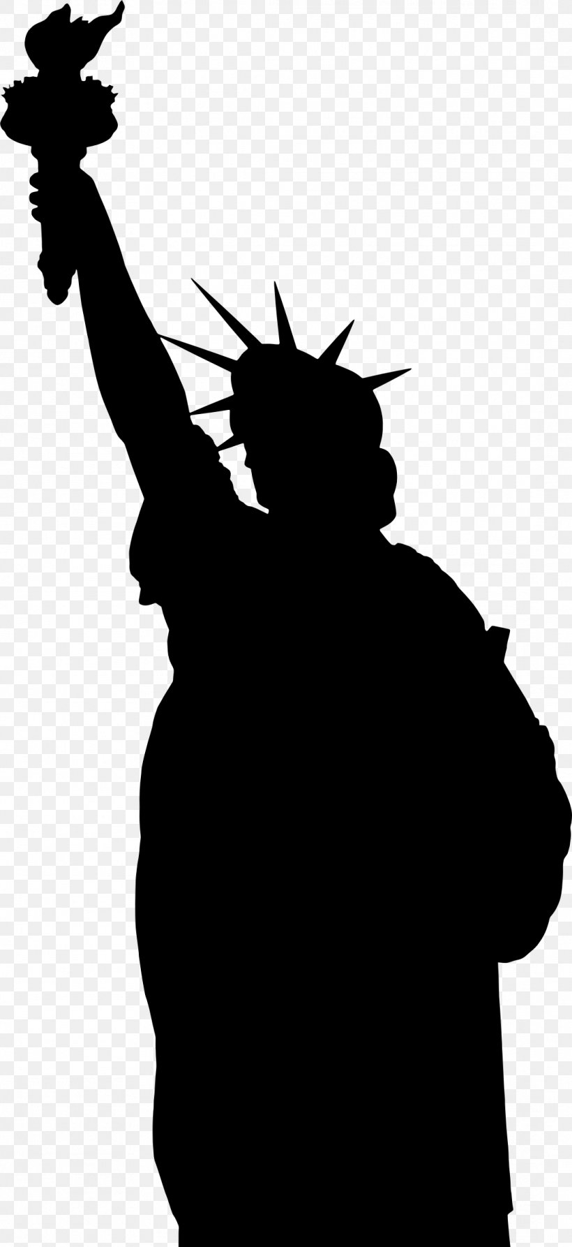 Statue Of Liberty Silhouette Clip Art, PNG, 1088x2370px, Statue Of Liberty, Art, Black And White, Fictional Character, Liberty Island Download Free