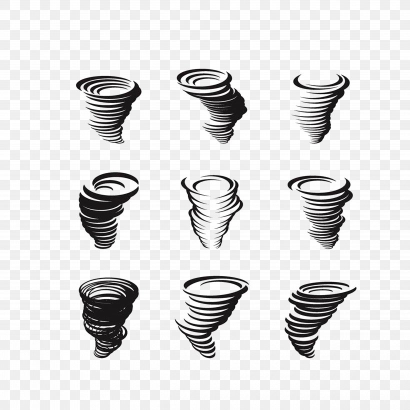 Tornado Wind Euclidean Vector, PNG, 5000x5000px, Tornado, Black And White, Element, Monochrome, Shutterstock Download Free
