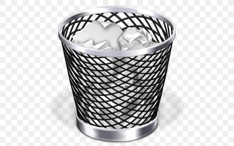Macintosh Trash Recycling Bin Waste Container Computer File, PNG, 512x512px, Macbook Pro, Black And White, Button, Installation, Mac Os X Lion Download Free