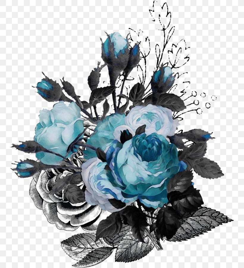 Blue Rose, PNG, 755x899px, Watercolor, Blue, Blue Rose, Cut Flowers, Floral Design Download Free