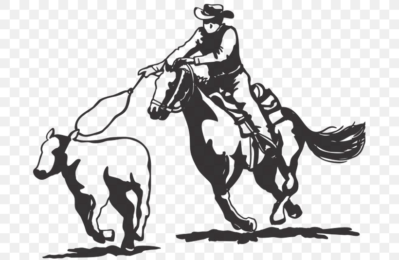 Calf Roping Corriente Rodeo Roping Team Roping Vector Graphics, PNG, 683x535px, Calf Roping, Art, Black And White, Bridle, Cattle Download Free