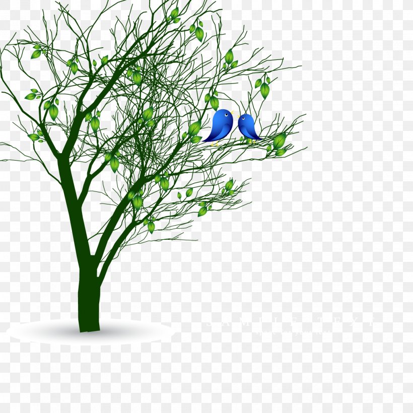 Bird Euclidean Vector Spring Tree, PNG, 1440x1440px, Bird, Branch, Drawing, Flora, Flower Download Free