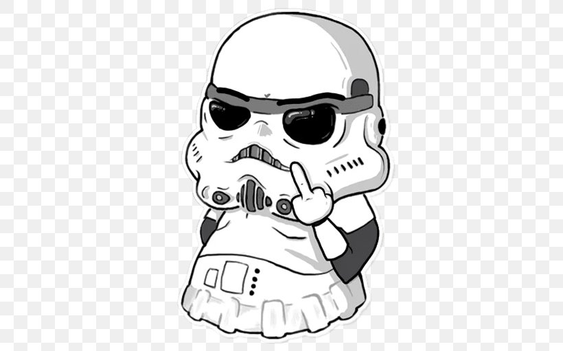 Sticker Star Wars Telegram Clip Art VK, PNG, 512x512px, Sticker, Audio, Black And White, Bone, Drawing Download Free