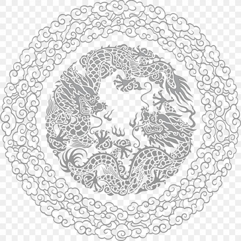 Vector Graphics China Chinese Dragon Papercutting Pattern, PNG, 1959x1959px, China, Area, Art, Black And White, Chinese Dragon Download Free