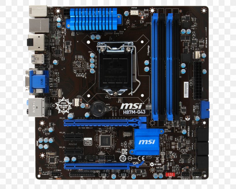 Motherboard LGA 1150 MicroATX MSI B85M-G43, PNG, 1000x800px, Motherboard, Atx, Chipset, Computer, Computer Component Download Free